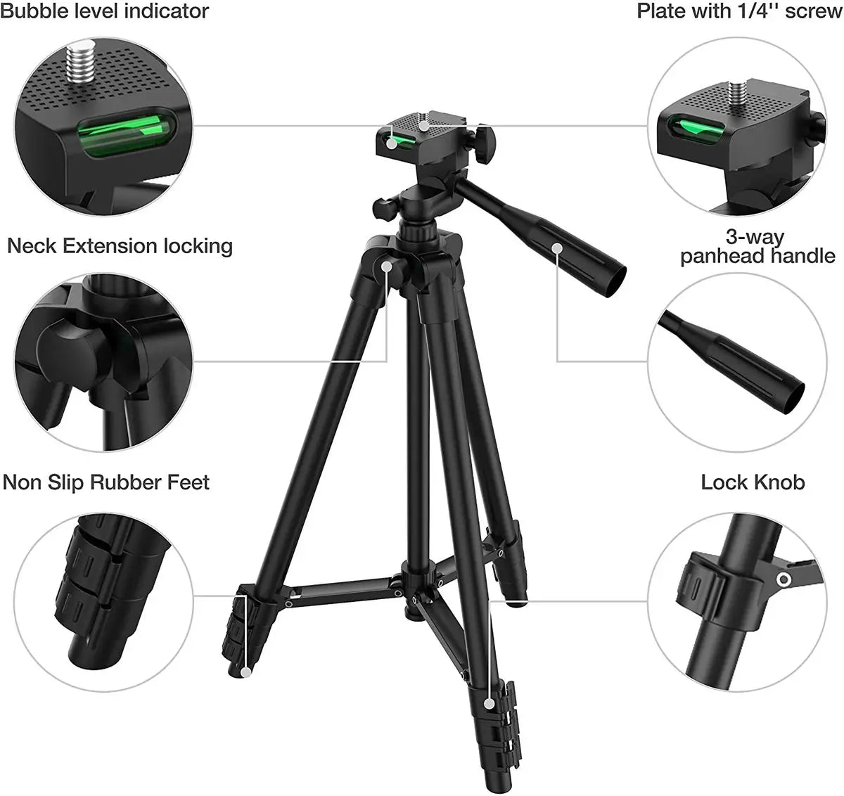 103Cm Lightweight Camera Tripod for Mobile Tripod Camera Portable SLR Bluetooth-Compatible Desktop Cam Stand Monopod Smartphone