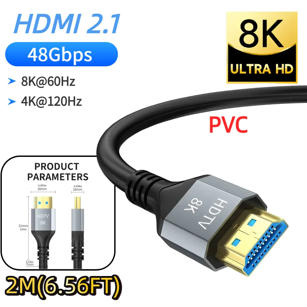 16K HDMI 2.2 Cable 96Gbps Supports 8K@120Hz 4K@240Hz 2K@360H HDR Earc Compatible with Roku TV HDTV PS5