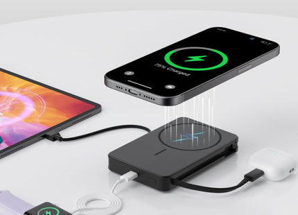 Magnetic Power Bank, 10,000Mah Wireless Portable Charger for Mag-Safe 15W Fast Charging, Battery Pack with Usb-C/Lightning Cable 22.5W In/Out for Iphone 17/16/15/14/13/12 Series, Airpods & More