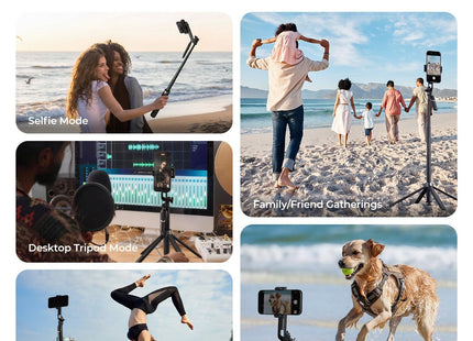 K&F CONCEPT 71" Tripod Compatible with Iphone/Pocket 4/3/Insta360 Luna Ultra, Auto Open Phone Tripod with 4 Legs & Stabilizing Handle, 360° Rotation Selfie Stick with Wireless Remote Control