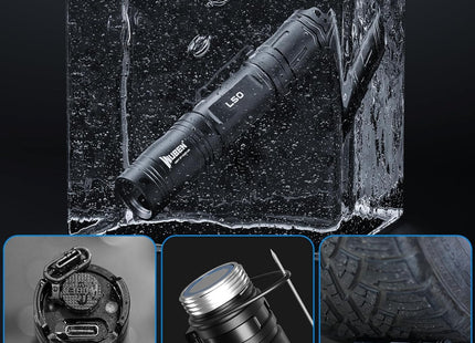 WUBEN L50 Rechargeable Flashlights 1200 High Lumens, LED Tactical Flashlight Super Bright, IP68 Waterproof Flash Light with 5 Modes, Lampe De Poche for Outdoor, Emergency, Camping, Hiking, Home