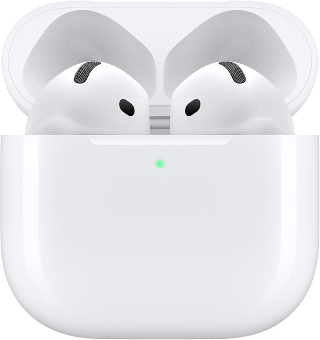 Apple Airpods 4 Wireless Earbuds, Bluetooth Headphones, Personalized Spatial Audio, Sweat- and Water-Resistant, USB-C Charging Case, H2 Chip, up to 30 Hours of Battery Life