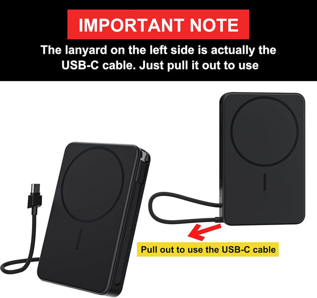 Magnetic Power Bank, 10,000Mah Wireless Portable Charger for Mag-Safe 15W Fast Charging, Battery Pack with Usb-C/Lightning Cable 22.5W In/Out for Iphone 17/16/15/14/13/12 Series, Airpods & More