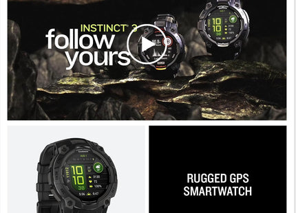 Garmin Instinct® 3 45Mm, AMOLED Display, Rugged Outdoor GPS Smartwatch, Metal-Reinforced Bezel, Built-In Flashlight, up to 18 Days of Battery Life, Black