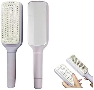 1Pcs Self-Cleaning Retractable Bristle Hair Brush for Women with Long Thick Hair - Purple | Detangle & Massage Scalp, Easy Maintenance