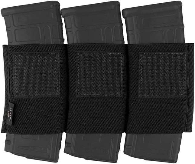 KRYDEX Triple 5.56 Magazine Holder Elastic Mag Holder with Hook Fasteners for MK3 and MK4 Chest Rig