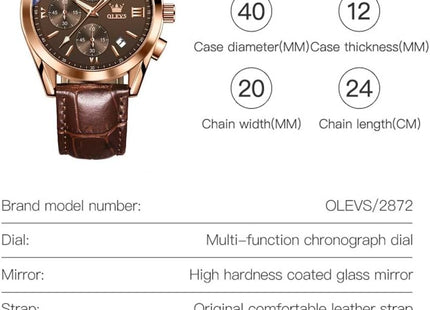 Olevs Watches for Men Analog Leather Band Mens Watches Business Watch for Men Large Face Dress Watch Men Easy Read Wrist Watches for Men with Day Date Luxury Two Tone Arabic Numerals Men Watches