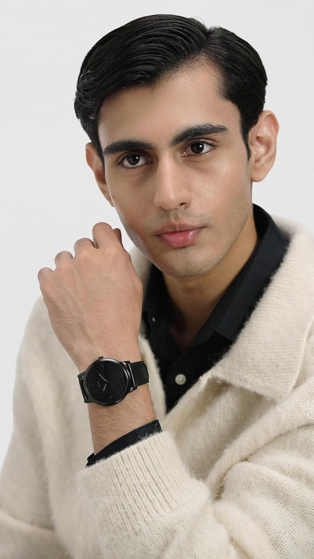 Fossil Men'S Minimalist Quartz Stainless Steel and Leather Three-Hand Watch, Color: Silver, Luggage (Model: FS5304)