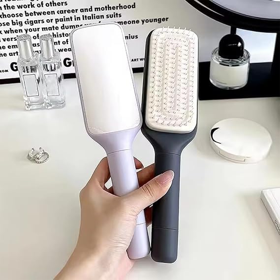 1Pcs Self-Cleaning Retractable Bristle Hair Brush for Women with Long Thick Hair - Purple | Detangle & Massage Scalp, Easy Maintenance
