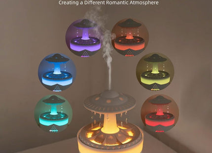 UFO Cloud Rain Drop Humidifier – Noiseless Ultrasonic Aromatherapy Diffuser with Remote Control, Cool Mist Air Purifier for Home, Office & Bedroom – 200Ml+ Capacity