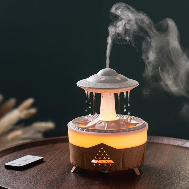 UFO Cloud Rain Drop Humidifier – Noiseless Ultrasonic Aromatherapy Diffuser with Remote Control, Cool Mist Air Purifier for Home, Office & Bedroom – 200Ml+ Capacity
