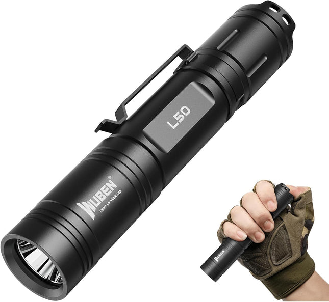 WUBEN L50 Rechargeable Flashlights 1200 High Lumens, LED Tactical Flashlight Super Bright, IP68 Waterproof Flash Light with 5 Modes, Lampe De Poche for Outdoor, Emergency, Camping, Hiking, Home
