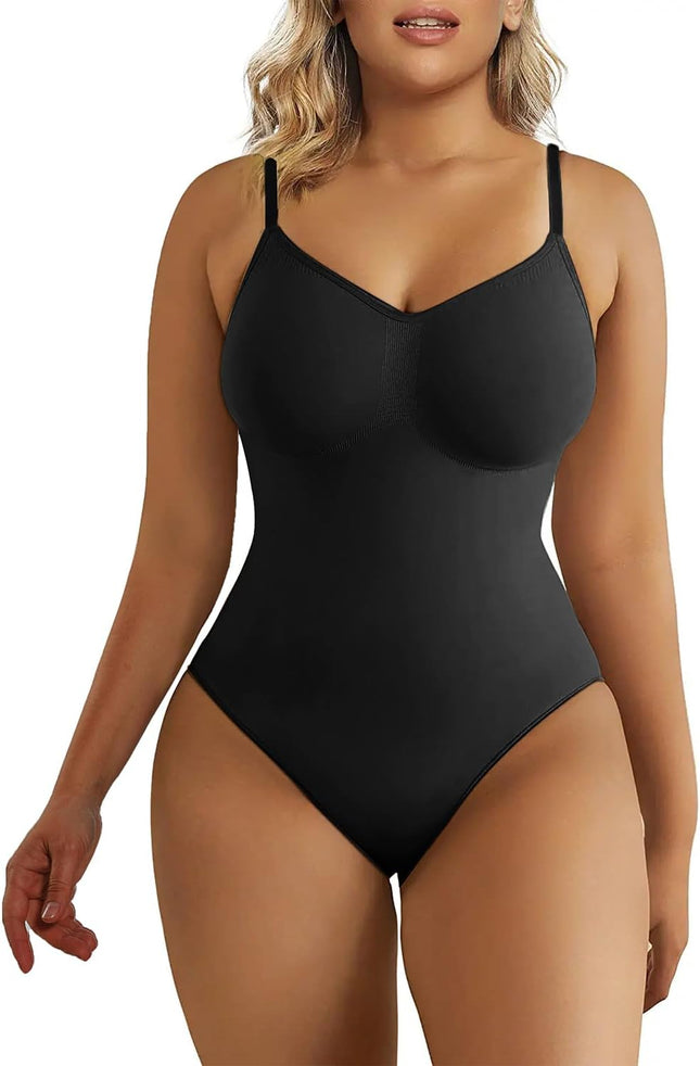 SHAPERX Shapewear for Women Tummy Control Seamless Tops with Thong Camisole Bodysuit Waist Snatching Body Shaper