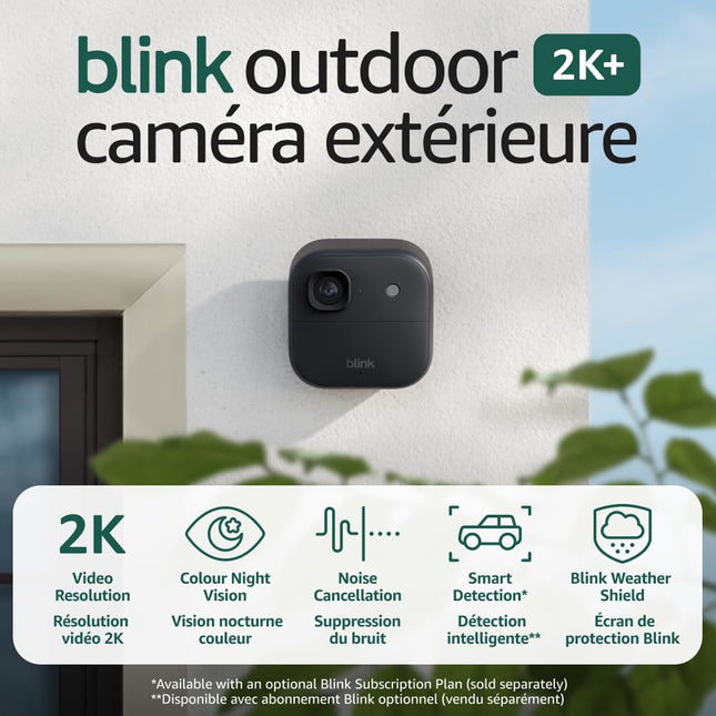 Blink Outdoor 2K+ (Newest Model) — Wireless Smart Security Camera, 2K Video Resolution, Enhanced Audio, Two-Year Battery. Sync Module Core Included — 5 Camera System (Black)