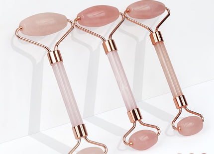 BAIMEI Icyme Rose Quartz Roller & Gua Sha Facial Tool Set for Depuffing | Cooling Face Roller for Lymphatic Massage,Sculpting Tool for Face, Eyes & Neck, Skin Care Gifts for Women,Spa & Travel Use