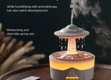 UFO Cloud Rain Drop Humidifier – Noiseless Ultrasonic Aromatherapy Diffuser with Remote Control, Cool Mist Air Purifier for Home, Office & Bedroom – 200Ml+ Capacity