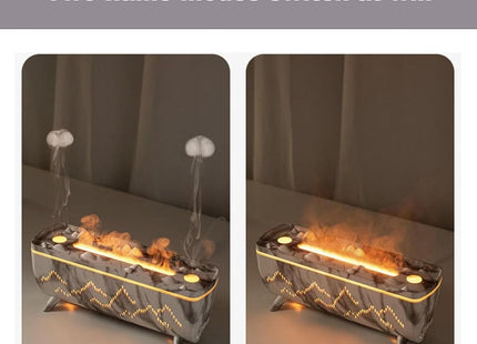 Flame Fire Diffuser Humidifier, 3 Colors Changing Oil Diffuser,Flame 2 Mist Modes, Ultra-Quiet Aroma Essential Oils Aromatherapy Diffusers for Bedroom, Office
