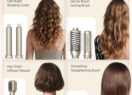 RUCHA Foldable 8 in 1 Hair Styler & Hot Air Styler, 110,000 RPM High Speed Hair Dryer Brush, Air Curler for Hair, Negative Ion Hot Air Bursh for Frizz-Free Styling Curling Fast Drying Straightening Volumizing