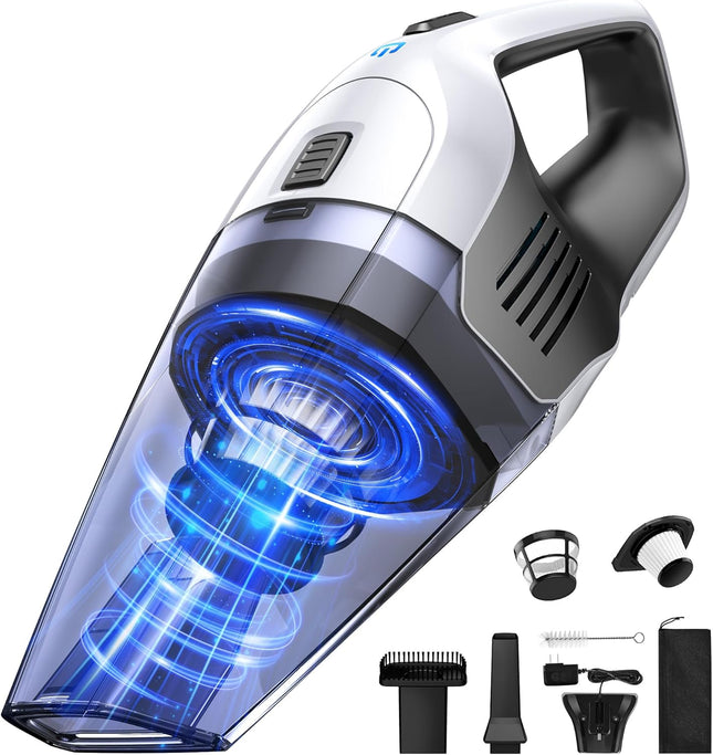 Handheld Vacuum Cleaner, Powerful Suction Portable Lightweight Hand Held Vacuum Cordless with 25-30Mins Long Runtime Rechargeable Battery Quick Charge for Home, Car, Carpet Stairs, Pet Hair Cleaning