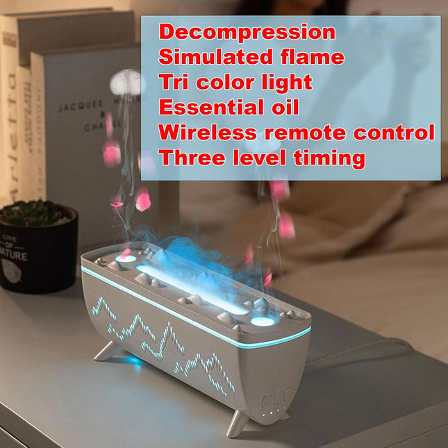 Flame Fire Diffuser Humidifier, 3 Colors Changing Oil Diffuser,Flame 2 Mist Modes, Ultra-Quiet Aroma Essential Oils Aromatherapy Diffusers for Bedroom, Office
