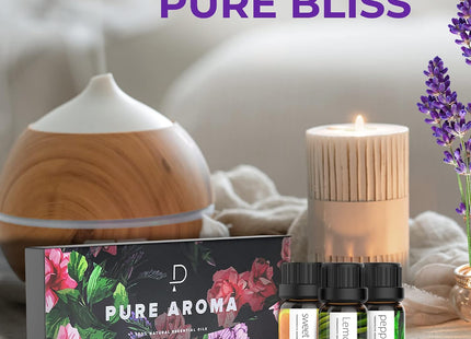 PURE AROMA Essential Oils 100% Pure Therapeutic Grade Oils Kit- Top 6 Aromatherapy Oils Gift Set-6 Pack, 10Ml(Eucalyptus, Lavender, Lemon Grass, Orange, Peppermint, Tea Tree)