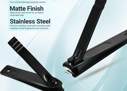 Utopia Care - 15 in 1 Stainless Steel Professional Manicure Pedicure Set Nail Clippers Kit – Portable Travel Grooming Kit - Facial, Cuticle and Nail Care for Men and Women (Black)