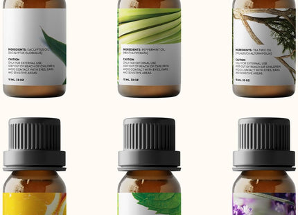 PURE AROMA Essential Oils 100% Pure Therapeutic Grade Oils Kit- Top 6 Aromatherapy Oils Gift Set-6 Pack, 10Ml(Eucalyptus, Lavender, Lemon Grass, Orange, Peppermint, Tea Tree)