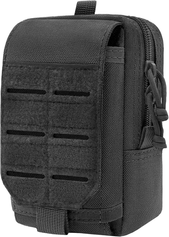 WICKTICK Tactical EDC Pouch, Molle Utility Pouch Gadget Organizer Holder Bag Phone Holster Waist Pack Pouch Tool Pocket for Outdoor Activities, Attached to Backpack/Vest/Belt (Black, Basic)