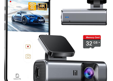 Galphi 4K Dash Cam Front, Built-In 5G Wifi, 32GB Card Included, Dash Camera for Cars, Mini Dashcam for Cars with Loop Recording, G-Sensor, 24 Hours Parking Monitor, APP, Support 256GB Max
