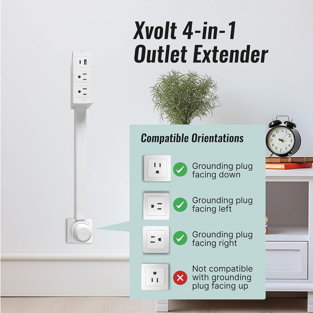Electrical Outlet Extender,Access Hard-To-Reach Outlets! Features USB-A, USB-C, and 2 AC Outlets, Extends 17"-27", Rotates 180°,Use behind Couches, Nightstands, Desks, and More- 1PCS