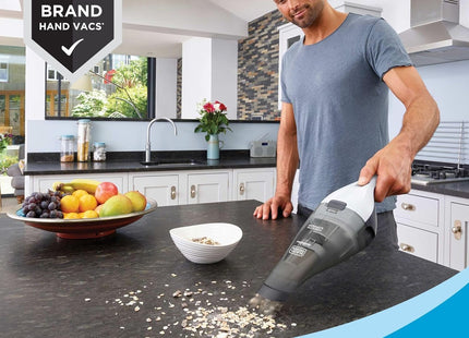 BLACK+DECKER Dustbuster Quickclean Cordless Handheld Vacuum, White (HNVC215B10), Dirt Bowl and Fliter