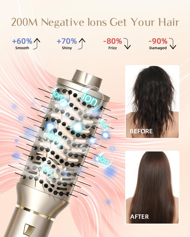 RUCHA Foldable 8 in 1 Hair Styler & Hot Air Styler, 110,000 RPM High Speed Hair Dryer Brush, Air Curler for Hair, Negative Ion Hot Air Bursh for Frizz-Free Styling Curling Fast Drying Straightening Volumizing