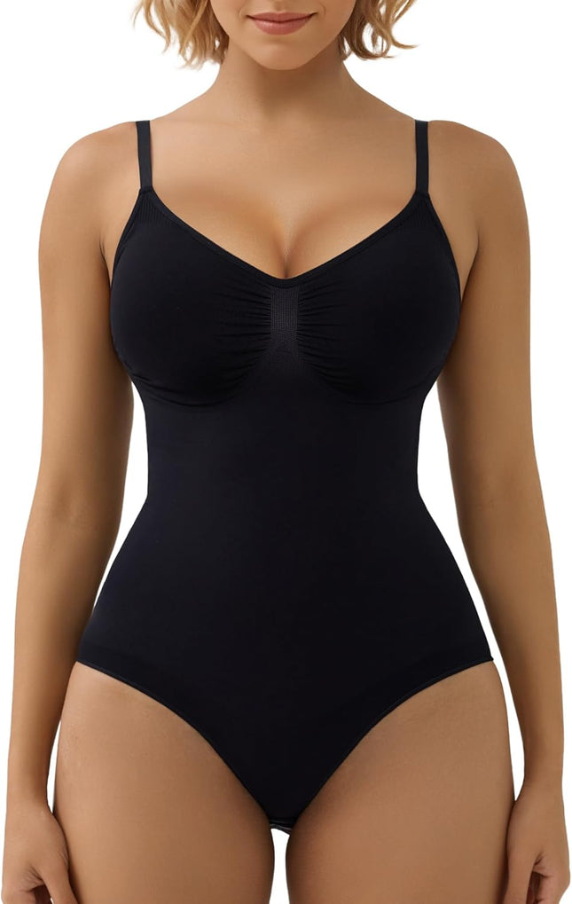 SHAPERX Shapewear for Women Tummy Control Seamless Tops with Thong Camisole Bodysuit Waist Snatching Body Shaper