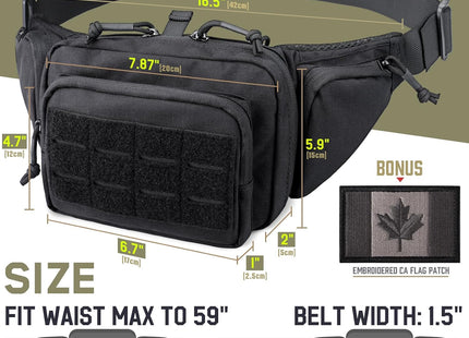 WYNEX Concealed Carry Fanny Pack Pistol Pouch, Tactical Fanny Pack Handgun Pouch with Universal Pistol Holster CCW EDC Waist Pack of Adjustable Paracord Suspension System for Men
