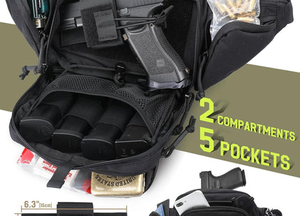 WYNEX Concealed Carry Fanny Pack Pistol Pouch, Tactical Fanny Pack Handgun Pouch with Universal Pistol Holster CCW EDC Waist Pack of Adjustable Paracord Suspension System for Men