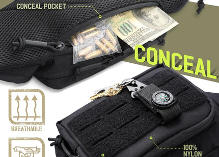 WYNEX Concealed Carry Fanny Pack Pistol Pouch, Tactical Fanny Pack Handgun Pouch with Universal Pistol Holster CCW EDC Waist Pack of Adjustable Paracord Suspension System for Men