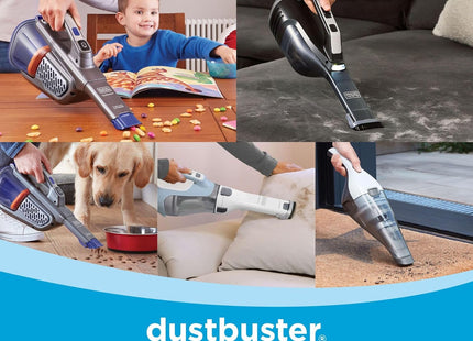BLACK+DECKER Dustbuster Quickclean Cordless Handheld Vacuum, White (HNVC215B10), Dirt Bowl and Fliter