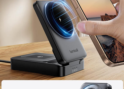 Lamicall 3-In-1 Charging Station for Magsafe - Portable Fast Charging Station Foldable Charging Stand, Travel Wireless Charging Station for Iphone 17/16/15/14/13/12 Pro Max Air, Apple Watch, Mom Gift