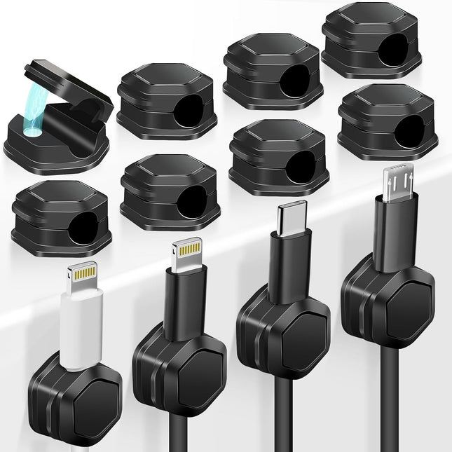 12Pack Magnetic Cable Clips - Cord Holder - Cord Organizer for Desk - Magnetic Cord Organizer, Adhesive Wire Holder Keeper Organizer for Desk, Nightstand, Phone Charger, Computer, Home, Office, Car