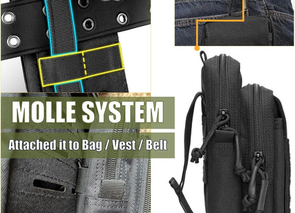 MOZETO Molle Pouches, Universal Tactical Pouche with Mobile Phone Holster, Compact 1000D Utility EDC Tool Bag Gadget Organizer