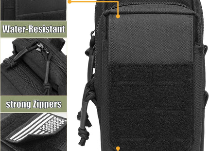 MOZETO Molle Pouches, Universal Tactical Pouche with Mobile Phone Holster, Compact 1000D Utility EDC Tool Bag Gadget Organizer
