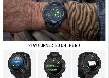 Garmin Instinct® 3 45Mm, AMOLED Display, Rugged Outdoor GPS Smartwatch, Metal-Reinforced Bezel, Built-In Flashlight, up to 18 Days of Battery Life, Black