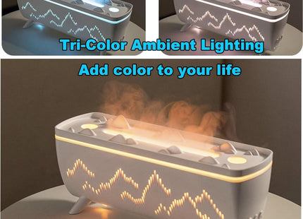 Flame Fire Diffuser Humidifier, 3 Colors Changing Oil Diffuser,Flame 2 Mist Modes, Ultra-Quiet Aroma Essential Oils Aromatherapy Diffusers for Bedroom, Office