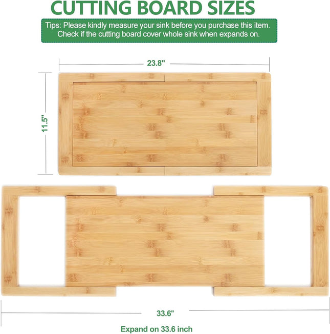 [2024 UPGRADE] Hifybaty over the Sink Cutting Board - Expandable Cutting Board over Sink, Bamboo Cutting Boards with Juice Groove, Kitchen Sink Cutting Board