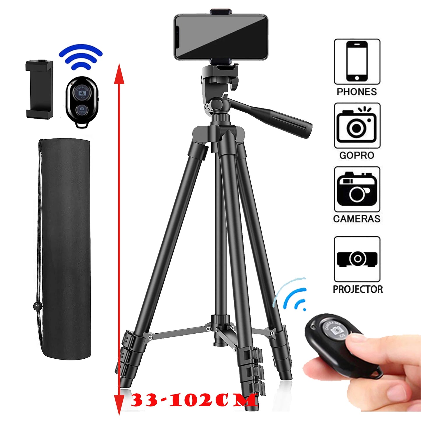 103Cm Lightweight Camera Tripod for Mobile Tripod Camera Portable SLR Bluetooth-Compatible Desktop Cam Stand Monopod Smartphone