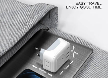 2 Pack European Travel Plug Adapter, VYLEE International Travel Adapter with 2 Outlets 4 USB Ports(2 USB C), 6 in 1 Type C Travel Essentials Charger for US to Most of Europe EU Italy Spain France