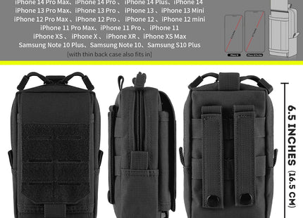 Molle Pouch Multi-Purpose Tactical Compact Water-Resistant Utility Pouch with CA Flag Patch and D-Ring Gear Clip