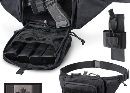 WYNEX Concealed Carry Fanny Pack Pistol Pouch, Tactical Fanny Pack Handgun Pouch with Universal Pistol Holster CCW EDC Waist Pack of Adjustable Paracord Suspension System for Men