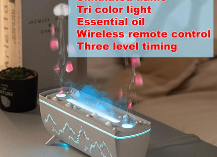 Flame Fire Diffuser Humidifier, 3 Colors Changing Oil Diffuser,Flame 2 Mist Modes, Ultra-Quiet Aroma Essential Oils Aromatherapy Diffusers for Bedroom, Office