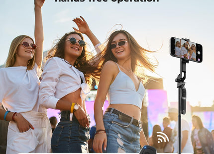K&F CONCEPT 71" Tripod Compatible with Iphone/Pocket 4/3/Insta360 Luna Ultra, Auto Open Phone Tripod with 4 Legs & Stabilizing Handle, 360° Rotation Selfie Stick with Wireless Remote Control
